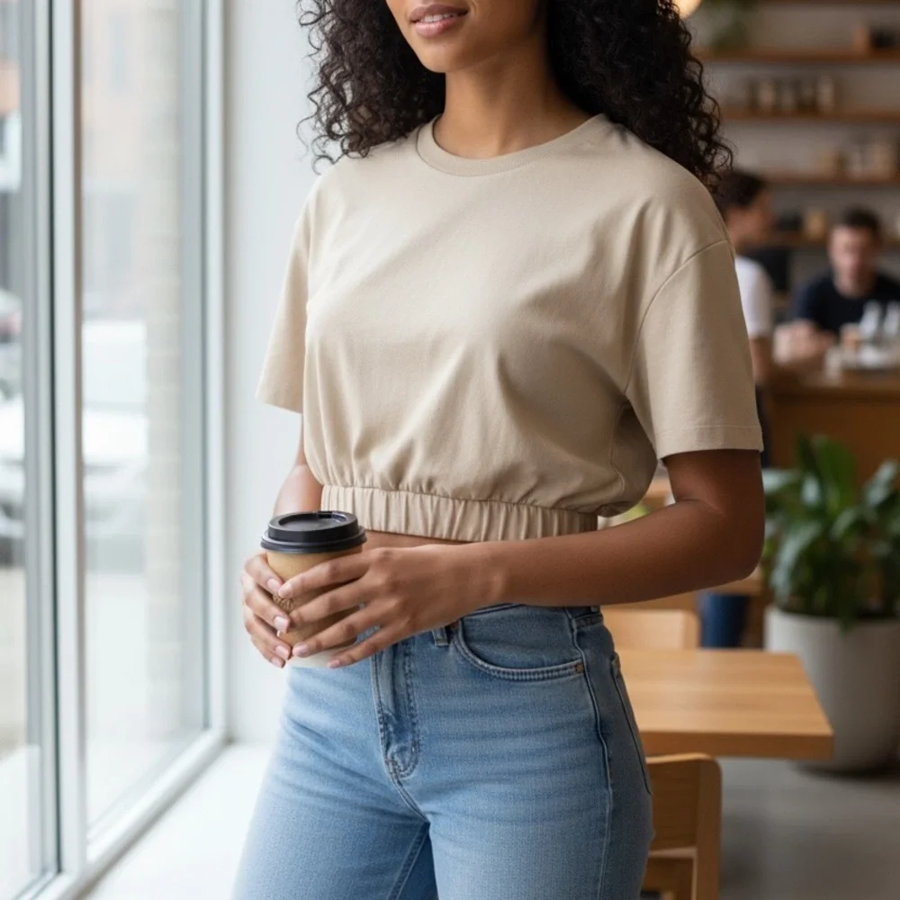 Zara Gray Cropped Women's Top - Picture 1 of 3